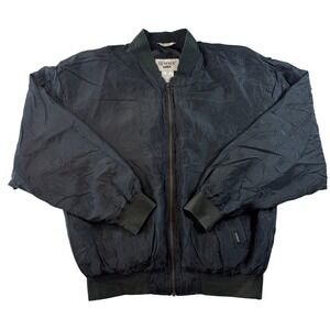 Vintage Summa 100% Silk Black Bomber Full Zip Jacket Men's Size M Preppy